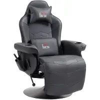 Kein Hersteller Gaming-Sessel, Massagefunktion, neigbare Lehne, Fußstütze, bis 120 kg, Stahlrahmen, Kunstleder-Black