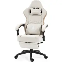 Dowinx Gaming-Stuhl Stoff, Gel- & Taschenfederkissen, Massage, verstellbare Fußstütze, ergonomisch Grüner