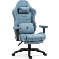 Dowinx Gaming-Stuhl Stoff, Taschenfederkissen, Massage-Lendenstütze, Fußstützen, XXL, ergonomisch Grau