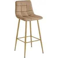 Kendra Home Arceto Barhocker aus braunem Samt mit Holzbeinen