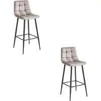 Kendra Home 2er-Set Barhocker Arceto aus beigem Samt und Metall