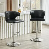 Kein Hersteller Barhocker 2er-Set, m. Lehne, höhenverstellbar, 360° drehbar, großer Sockel, Fußstütze (Black)