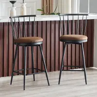 Kein Hersteller Barhocker Metall, Windsor-Stil, gepolstert, für Kücheninsel/Bar/Restaurant (Brown)