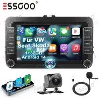 Insta24 Autoradio 2 DIN 7 Zoll Touchscreen für VW Golf 5 6 Plus Caddy T5 mit Apple CarPlay Android Auto GPS Navigation Bluetooth Freisprechanlage 32GB Speicher