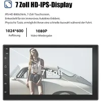 Insta24 Autoradio 2 DIN 7 Zoll Touchscreen Android 15 GPS Navigation Apple Carplay Android Auto WiFi Bluetooth USB 2GB RAM 64GB Speicher 4x45 Watt UKW Radio RDS