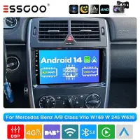 Insta24 Autoradio 9 Zoll Android 14 mit DAB GPS Carplay Android Auto für Mercedes A B Klasse W169 W639 Sprinter Vito Viano Doppel DIN Touchscreen 6GB RAM 128GB