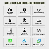 Insta24 Autoradio 2 DIN für Audi A3 S3 RS3 8P 8V 9 Zoll Touchscreen Android 15 Apple CarPlay Android Auto GPS Navi FM RDS Bluetooth USB Freisprecheinrichtung 4x45