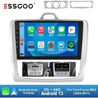 Insta24 Autoradio Android 14 2 DIN 9 Zoll Touchscreen GPS Navi CarPlay Android Auto WLAN Bluetooth 2GB RAM 64GB Speicher 4 Kanal für Ford Focus 2 2004-2011