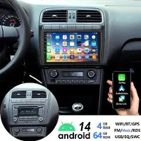Insta24 Autoradio 9 Zoll Android 14 für VW Polo 6R 6C 2009-2017 mit Carplay Android Auto GPS Navi WiFi Bluetooth Freisprecheinrichtung 4GB RAM 64GB Speicher