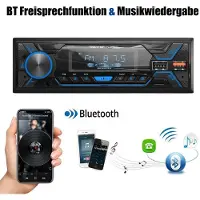 Insta24 Autoradio 1 DIN Bluetooth Freisprechfunktion MP3 Player USB SD Karte AUX FM Radio 7 LED Farben Fernbedienung 4x60 Watt 12V für PKW Fahrzeuge mit ID3 Tag