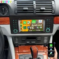 Insta24 Autoradio 2 DIN für BMW X5 E53 2000-2007 mit 7 Zoll Touchscreen Android 15 Apple CarPlay Android Auto GPS Navi WiFi Bluetooth 4 x 45 Watt Lenkradsteuerung