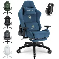 Kein Hersteller Ergonomischer Gaming-Stuhl mit Fußstütze, 3D-Armlehnen, 200 kg Tragkraft, leisen Rollen – bequemer SchreibtischstuhlBlau