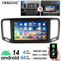 Insta24 Autoradio 9 Zoll Touchscreen für VW Sharan 7N und Seat Alhambra 2010-2021 Android 14 Carplay Android Auto GPS Navi Bluetooth Freisprechanlage 4x45 Watt 4GB