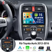 Insta24 Autoradio für Toyota Auris 2006-2012 2 DIN Android 15 9 Zoll Touchscreen DAB+ Carplay Navi GPS Bluetooth WLAN 4GB RAM 64GB Speicher Lenkradsteuerung
