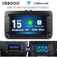 Insta24 Autoradio 2 DIN für VW Golf Passat Polo Touran mit 7 Zoll Touchscreen Android 15 Apple Carplay Android Auto GPS Navigation DAB+ Radio Bluetooth USB