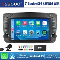 Insta24 Android 13 Autoradio GPS Navi 7 Zoll mit CarPlay Android Auto DAB+ Bluetooth für Mercedes-Benz C-Klasse W203 CLK W209 Vito Vaneo W639 2 DIN 2GB RAM 32GB