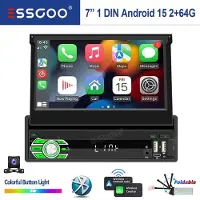 Insta24 7 Zoll Single DIN Android 15 Autoradio mit Apple Carplay Android Auto GPS Navi WLAN Touchscreen Freisprechanlage Bluetooth USB Rückfahrkamera Anschluss 2GB
