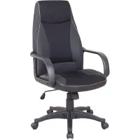 FurniTex Ergonomischer Bürostuhl CX-0330M03 Schwarzes Kunstleder-Mesh