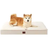 EHEYCIGA Orthopädisches Hundebett 91x68cm Camel L/XL Sherpa-Bezug waschbar rutschfest