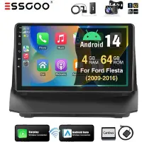 Insta24 Autoradio 2 DIN für Ford Fiesta MK6 2009-2017 Android 14 9 Zoll Touchscreen GPS Navigation Carplay Android Auto DAB+ Bluetooth WLAN 4GB RAM 64GB Speicher