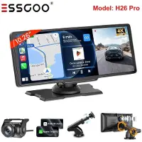 Insta24 Autoradio Carplay Android Auto Touchscreen Bluetooth USB MP3 DVR Freisprechanlage AUX Speicherkarte 7 bis 11 Zoll Display für Universal 10 26 H26PRO + DVR