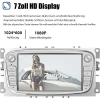 Insta24 Android Autoradio 7 Zoll für Ford Focus Galaxy Mondeo C-Max S-Max mit GPS Navi Carplay Android Auto 4GB RAM 64GB Speicher 2 DIN Touchscreen Bluetooth WiFi