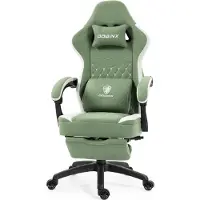 Dowinx Gaming-Stuhl Stoff, Gel- & Taschenfederkissen, Massage, verstellbare Fußstütze, ergonomisch Schwarzer