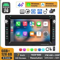Insta24 Autoradio Android 14 7 Zoll Touchscreen für VW Golf MK4 Polo 9N Passat B5 mit GPS Navigation DAB+ CarPlay Android Auto 6GB RAM 128GB Speicher 2 DIN