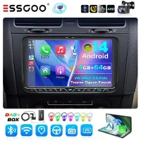 Insta24 Autoradio Navigationssystem für VW Golf Polo Tiguan Touran Android 14 9 Zoll Touchscreen GPS Carplay Android Auto Freisprechanlage mit DAB+ FM Bluetooth