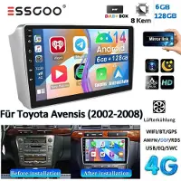 Insta24 Android Autoradio für Toyota Avensis T25 2002-2008 9 Zoll Touchscreen GPS Navigation DAB+ Carplay Android Auto Bluetooth Freisprechanlage 6GB RAM 128GB
