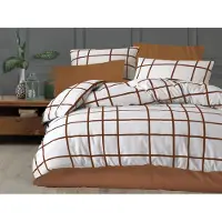 Brotex® Leinen französischer Krepp 240x220, 70x90 Káro braun