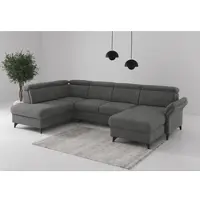 Sit&More Wohnlandschaft SIT & MORE "Glendale, U-Form", grau, B:321cm H:84cm T:193cm, 90% Polyester, 10% Polyamid, Sofas, Wohnlandschaft, inkl. Kopfteilverstellung,wahlweise mit Vorziehsitz und Bettkasten