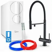 ARI Umkehrosmose Wasserfilter 800 Gpd, Tankloses Ro-System Mit Pac-Filter, 3-Wege-Küchenarmatur, Keramikkartusche, Perlator, Messing, Schwarz Matt