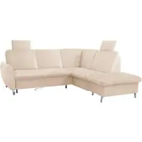 Sit&More Ecksofa, beige (creme), B:236cm H:93cm T:214cm, Sofas, Ecksofa, mit Federkern, zwei Kopfstützen und wahlweise mit Schlaffunktion