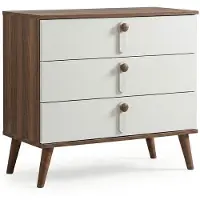 JVmoebel Weiß-Braune Luxus Kommode Designer 3x Schubladen Edle Holzmöbel