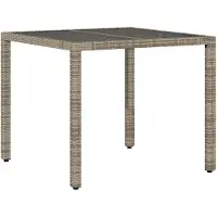 Merkloos Grauer Gartentisch mit Glasplatte, 90x90x75 cm