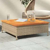 Merkloos Wetterfeste Gartenbank aus Poly-Rattan und Akazienholz, 70x70 cm