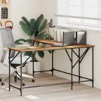 Merkloos Schreibtisch in L-Form aus Holz mit Stahlrahmen für das Homeoffice