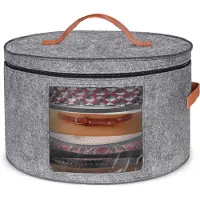 Merkloos Hüteaufbewahrungsbox, nachhaltig – Runde Box aus Karton – Großer, zusammenklappbarer Organizer – Transparente Fenster – Ledergriffe – 43 x 26 cm – Hutbox