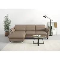 Sit&More Ecksofa SIT & MORE "Grenoble L-Form mit Federkern", grau (taupe), B:251cm H:85cm T:161cm, Sofas, Ecksofa, wahlweise mit Schlaffunktion, Bettkasten, Arm- und Kopfteilverstellung