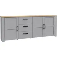 Forte Sideboard "Bohol, großes Sideboard,Breite 2,20 mtr. Soft-Close, Stauraum", grau (eichefarben, grau), B:220,8cm H:87,2cm T:42cm, Sideboards, Sideboard, Breite 220 cm