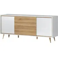 Otto Home Kommode "Vida", weiß (crystal weiß, pacific walnut), B:180cm H:78cm T:47cm, Holzwerkstoff, Sideboards, Kommode, UV lackiert, hochglänzend, Soft-Close und Push-to-open Funktion