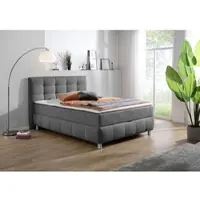 Home affaire Boxbett "Marvao inkl. Bettkasten und Topper", grau (anthrazit), B:134cm L:210cm, Komplettbetten, Boxbett, Boxbett mit Bettkasten, inkl. Topper