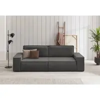 Otto Home 3-Sitzer "SHERWOOD Samtvelours Schlafsofa (257cm)", grau (anthrazit), B:257cm H:85cm T:106cm, 100% Polyester, Sofas, 3-Sitzer, Schlaffunktion mit Bettkasten (ca. 136/200cm)
