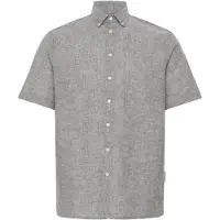 Casual Friday Kurzarmhemd "Kurzarmhemd CFAton", Herren, Gr. S, N-Gr, braun (demitasse melange), Obermaterial: 100% Leinen LI., Hemden Kurzarmhemd