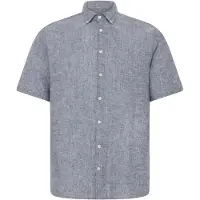 Casual Friday Kurzarmhemd "Kurzarmhemd CFAton", Herren, Gr. S, N-Gr, blau (schwarz navy), Obermaterial: 100% Leinen LI., Hemden Kurzarmhemd