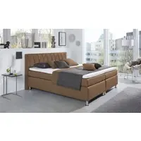 Hapo Boxspringbett "ATLANTA", braun (hellbraun), B:190cm L:210cm, Komplettbetten, Boxspringbett, erhältlich in verschiedenen Breiten, Farben & Maratzenarten