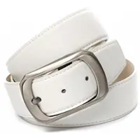 Anthoni Crown Ledergürtel , Damen, Gr. 95, weiß, Leder, unifarben, Gürtel Ledergürtel, mit matter Schließe, bombiert