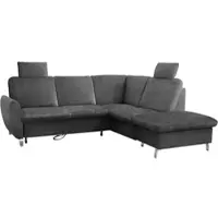 Sit&More Ecksofa, grau (graphit), B:236cm H:93cm T:214cm, Sofas, Ecksofa, mit Federkern, zwei Kopfstützen und wahlweise mit Schlaffunktion