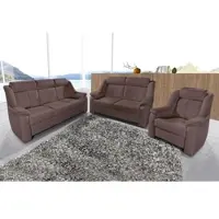 Sit&More Polstergarnitur SIT & MORE "Basel", braun (mokka), Kunstleder SOFTLUX, Sitzmöbel-Sets, Polstergarnitur, Set, bestehend aus 3-Sitzer + 2-Sitzer + Sessel
